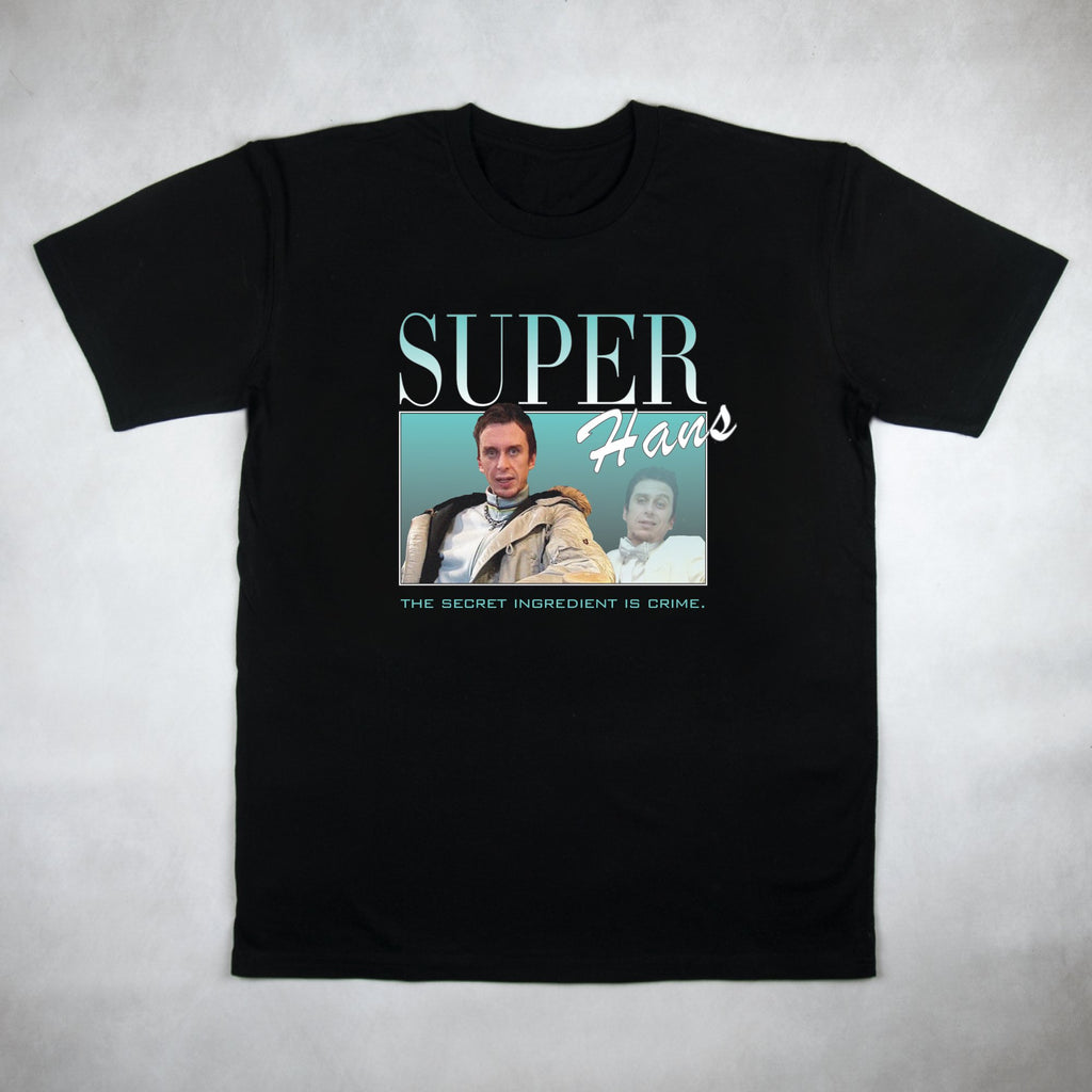 Classy Duds Short Sleeve T-Shirts S / Black / Standard Super Hans Commemorative Classics Tee