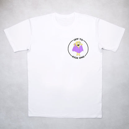 Classy Duds Short Sleeve T-Shirts S / White / Standard Off To Kickons Two Tee