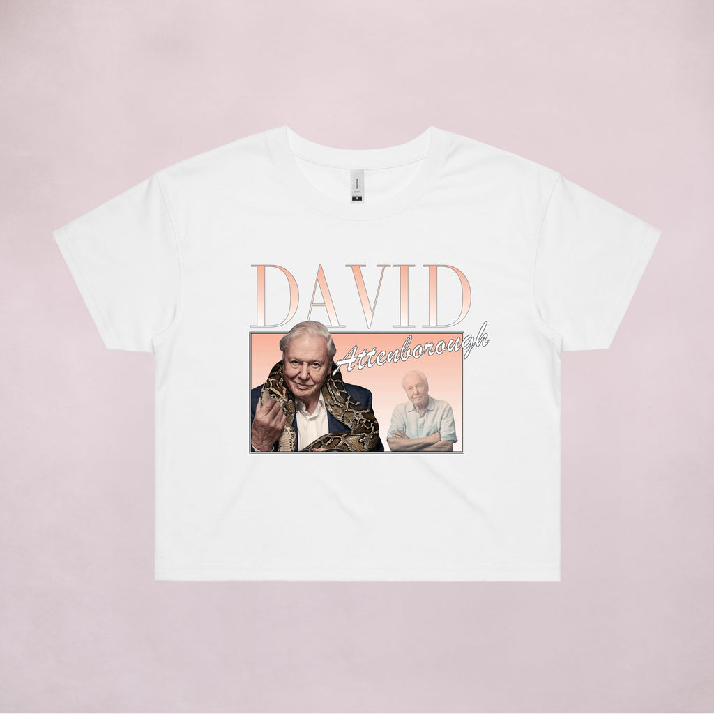 Ogo Merch Crop Tees White / Extra Small David Attenborough Commemorative Classics Crop Tee